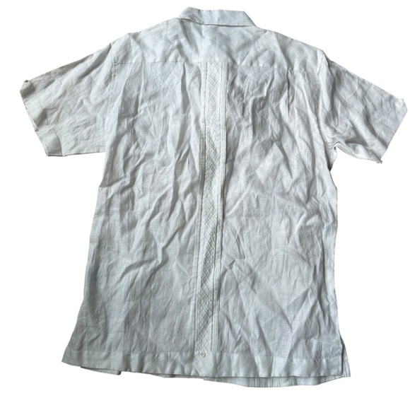 Bohio Breeze Men’s L White 100% Linen Short Sleeve Button Shirt Beach Resort - Picture 6 of 13
